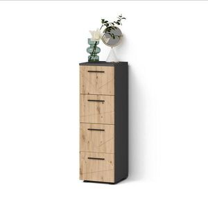 Livinity® MIDI SKRINKA Ronco, antracitová/Remeselný dub, 30 x 95 cm so 4 zásuvkami vyobraziť