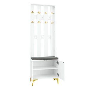 OKWISH PREDSIEŇOVÁ zostava 60, 5/35, 2/180, 5 cm biela s lavicou na topánky a vankúšom z drevotriesky vyobraziť
