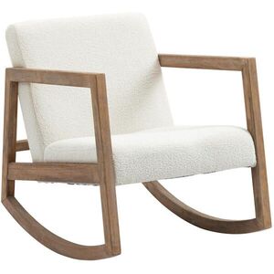 OKWISH HOJDACIE kreslo 60/81/71 cm krémovobiele na relax z kaučukového dreva s mäkkým polyesterovým poťahom vyobraziť