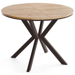 WFL GROUP OKRUHLY Rozkladaci Jedalensky Stol - Loft Styl s Kovovymi Nohami - 120 az 200 cm - Industrialny Stol - Craft dub - 120 cm vyobraziť