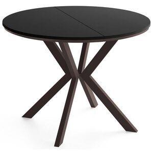 WFL GROUP OKRUHLY Rozkladaci Jedalensky Stol - Loft Styl s Kovovymi Nohami - 100 az 180 cm - Industrialny Stol - Cierny - 100 cm vyobraziť