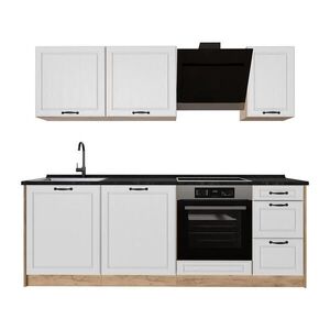 Vicco KUCHYNKA R-Line, Biely vidiecky dom/Dub Goldkraft, 220 cm antrasiitti työtaso vyobraziť