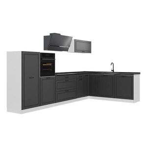 Vicco ROHOVÁ KUCHYŇA R-Line, Antracitový vidiecky dom/biely, 347 x cm antrasiitti työtaso vyobraziť