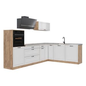 Vicco ROHOVÁ KUCHYŇA R-Line, Biely vidiecky dom/Dub Goldkraft, 287 x cm Marmori työtaso vyobraziť
