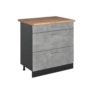 Vicco KUCHYNSKÁ SPODNÁ SKRINKA R-Line, betón/antracitová, 80 cm s 3 zásuvkami Goldkraft tammi työtaso vyobraziť