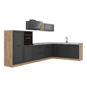 Vicco ROHOVÁ KUCHYŇA R-Line, Antracitový vidiecky dom/Dub Goldkraft, 347 x cm Marmori työtaso vyobraziť