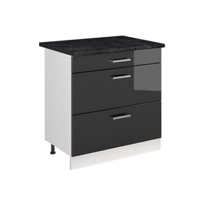 Vicco KUCHYNSKÁ SPODNÁ SKRINKA R-Line, Antracit vysoký lesk/biely, 80 cm s 3 zásuvkami antrasiitti työtaso vyobraziť