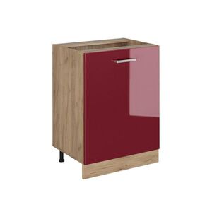 Vicco KUCHYNSKÁ SPODNÁ SKRINKA R-Line, Červený vysoký lesk/Dub Goldkraft, 60 cm s 1 dverami bez pracovnej dosky vyobraziť