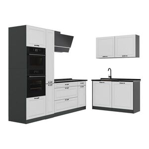 Vicco ROHOVÁ KUCHYŇA R-Line, Biely vidiecky dom/antracitová, 230 x 120 cm antrasiitti työtaso vyobraziť
