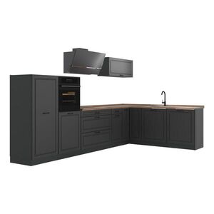 Vicco ROHOVÁ KUCHYŇA R-Line, Antracitový vidiecky dom/antracitová, 347 x cm Goldkraft tammi työtaso vyobraziť