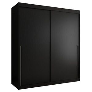 Home Collective ŠATNÍ SKŘÍŇ S POSUVNÝMI DVEŘMI 180 cm šířka, černá se stříbrným úchytem vyobraziť