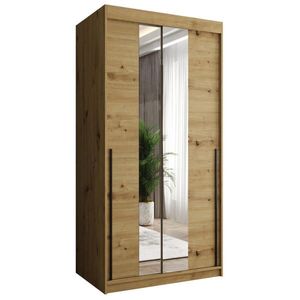 Home Collective SKRIŇA S POSUVNÝMI DVERAMI so zrkadlom, šírka 100 cm, Artisan s čiernym úchytom vyobraziť