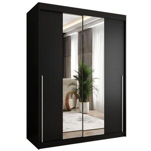 Home Collective SKRIŇA S POSUVNÝMI DVERAMI so zrkadlom, šírka 150 cm, čierna so strieborným úchytom vyobraziť