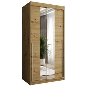 Home Collective SKRIŇA S POSUVNÝMI DVERAMI so zrkadlom, šírka 100 cm, Artisan so strieborným úchytom vyobraziť