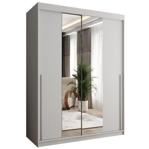 Home Collective SKRIŇA S POSUVNÝMI DVERAMI so zrkadlom, šírka 150 cm, biela so strieborným úchytom vyobraziť