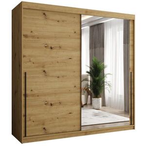 Home Collective SKRIŇA S POSUVNÝMI DVERAMI so zrkadlom, šírka 200 cm, Artisan s čiernym úchytom vyobraziť
