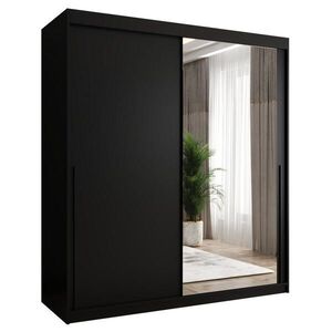 Home Collective SKRIŇA S POSUVNÝMI DVERAMI so zrkadlom, šírka 180 cm, čierna s čiernym úchytom vyobraziť