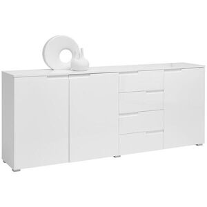 Carryhome ŠIROKÁ KOMODA, biela, biela s vysokým leskom, 195/80/38 cm vyobraziť