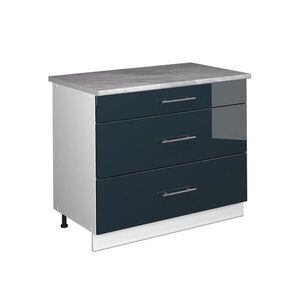 Vicco KUCHYNSKÁ SPODNÁ SKRINKA Fame-Line, Tmavo modrá vysoký lesk/biely, 100 cm, AP Marble vyobraziť