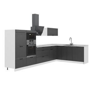 Vicco ROHOVÁ KUCHYŇA Fame-Line, Tmavo-sivá/biely, 347 x 207 cm bez pracovnej dosky vyobraziť