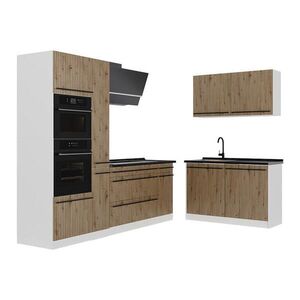 Vicco ROHOVÁ KUCHYŇA R-Line, Remeselný dub/biely, 230 x 120 cm antrasiitti työtaso vyobraziť