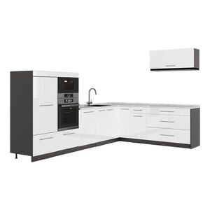 Vicco ROHOVÁ KUCHYŇA Fame-Line, Biely vysoký lesk/antracitová, 327 x 227 cm, AP Marble vyobraziť