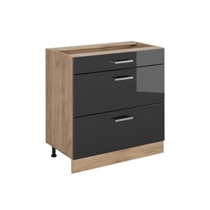 Vicco KUCHYNSKÁ SPODNÁ SKRINKA R-Line, Antracit vysoký lesk/Dub Goldkraft, 80 cm s 3 zásuvkami bez pracovnej dosky vyobraziť