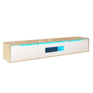 Urban Meuble TV-STOLIK 180 cm in biely vysoký lesk & Holz-Optik vyobraziť