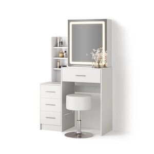 Livinity® TOALETNÝ STOLÍK Monza, biely, so zrkadlom LED a stoličkou vyobraziť