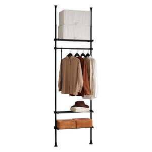 SoBuy APPENDIABITI na zem so 2 polícami Čierna 52x16.5x233cm Priemyselný vyobraziť