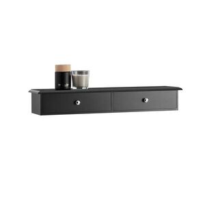 SoBuy POLICA so 2 zásuvkami Čierna 64x15x10cm Moderný vyobraziť