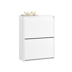 SoBuy MOBILE skriňa na topánky s 2 dverami Biela 61x26x81cm Minimalistická vyobraziť