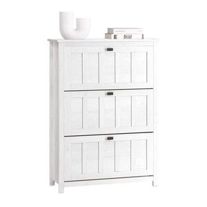 SoBuy MOBILNÁ skriňa na topánky s 3 dverami Biela 80x30x111cm Severský vyobraziť