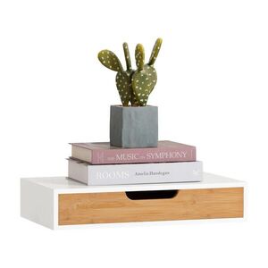 SoBuy NÁSTENNÁ polica so zásuvkou Biela 40x25x8cm Minimalistický vyobraziť