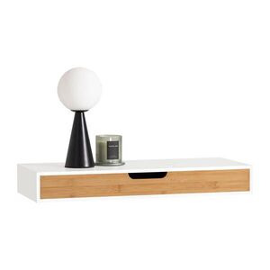 SoBuy NÁSTENNÁ polica so zásuvkou Biela 60x25x8cm Minimalistický vyobraziť