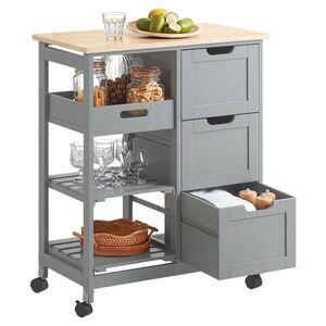 SoBuy KUCHYNSKÝ vozík s 3 zásuvkami Sivý 67x37x84.5cm Moderný vyobraziť