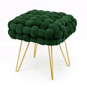 RAUMHIRSCH FURNITURE ČALÚNENÝ TABURET s oceľovými nohami, zelený 38/42/38 vyobraziť