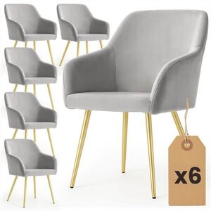 RAUMHIRSCH FURNITURE ČALÚNENÉ STOLIČKY, sada 6 ks, kovové nohy, šedá, zlatá 54, 5/83/58 vyobraziť