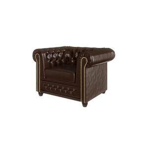 S-Style KRESLO Chesterfield Morin z hnedej vegánskej kože vyobraziť