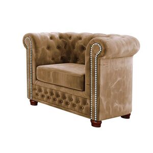 S-Style KRESLO Chesterfield Lauren z béžového zamatu vyobraziť