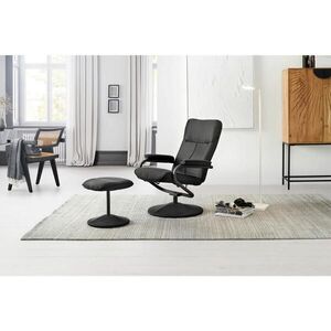 P & B RELAXAČNÉ KRESLO S PODNOŽKOU, textil, čierna vyobraziť