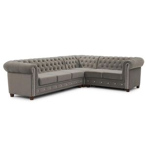 S-Style ROHOVÁ SEDAČKA Chesterfield Cleo Blink sivá, zamat s kryštálovým prešívaním, funkcia spania - otoman vpravo vyobraziť