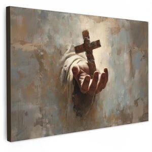 MuchoWow OBRAZ NA PLÁTNE Abstrakt - Cross - Hand - Christianity 90x60 cm vyobraziť