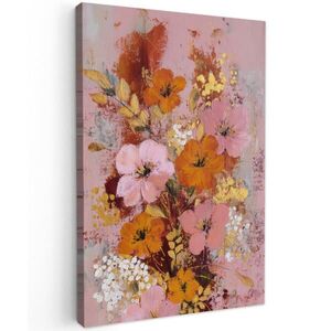 MuchoWow OBRAZ NA PLÁTNE Maľba - Kvety - Rustikálne - Ružová 20x30 cm vyobraziť