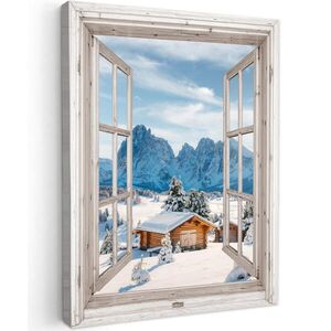 MuchoWow OBRAZ NA PLÁTNE Zimná krajina - Chata - Hory - Výhľad - pohľad - Príroda 30x40 cm vyobraziť