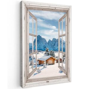 MuchoWow OBRAZ NA PLÁTNE Zimná krajina - Chata - Hory - Výhľad - pohľad - Príroda 60x90 cm vyobraziť