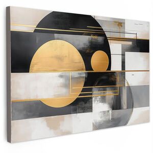 MuchoWow OBRAZ NA PLÁTNE Abstraktné - Zlato - Striebro - Tvary - Estetické - Moderné 90x60 cm vyobraziť