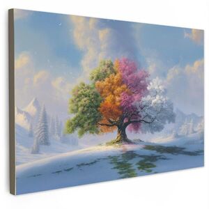 MuchoWow OBRAZ NA PLÁTNE Strom - Ročné obdobia - Zima - Krajina 60x40 cm vyobraziť