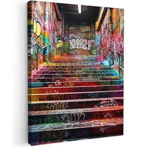 MuchoWow OBRAZ NA PLÁTNE Schody - Graffiti - Farby - Umenie 30x40 cm vyobraziť