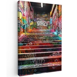 MuchoWow OBRAZ NA PLÁTNE Schody - Graffiti - Farby - Umenie 20x30 cm vyobraziť